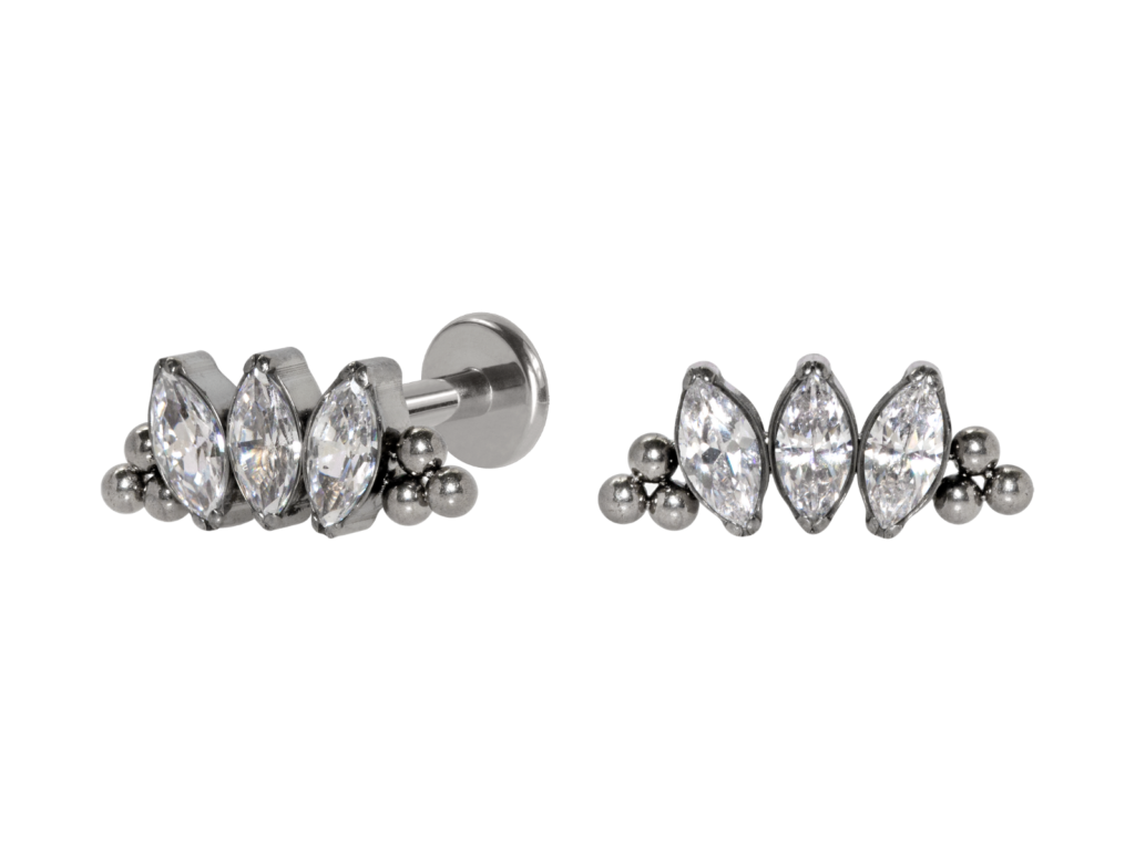 LABRET TITÂNIO R/I CLUSTER INDIANO 3 PEDRAS MOD5