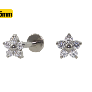LABRET TITÂNIO R/I FLOR C/ ZIRCÔNIA MÉDIA
