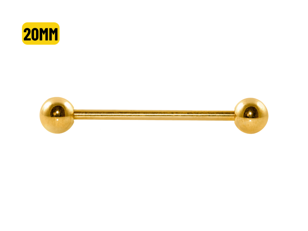BARBELL TITÂNIO PVD GOLD - 1.6 X 20 X 5MM