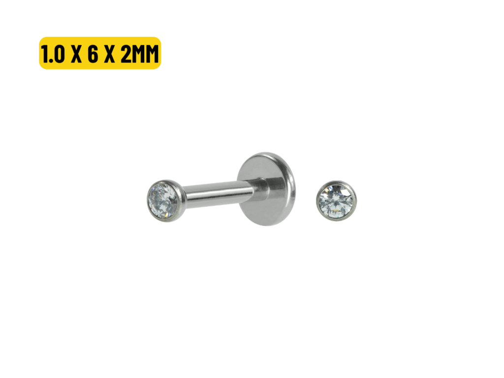 LABRET TITÂNIO PONTO DE LUZ PUSH PIN - 1.0 x 6 X 2MM