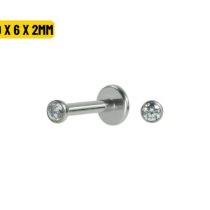 LABRET TITÂNIO PONTO DE LUZ PUSH PIN - 1.0 x 6 X 2MM