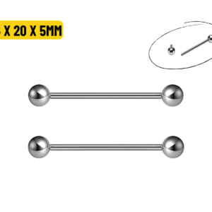 BARBELL TITÂNIO NATURAL R/INTERNA - 1.6 X 20 X 5MM