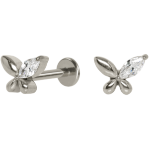 LABRET AÇO R/I BORBOLETA C/ ZIRCÔNIA