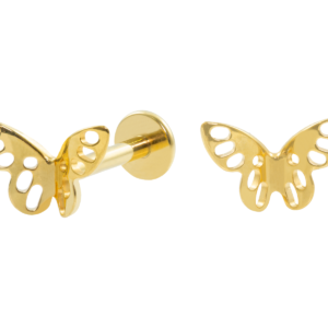LABRET TITÂNIO PVD GOLD R/I BORBOLETA