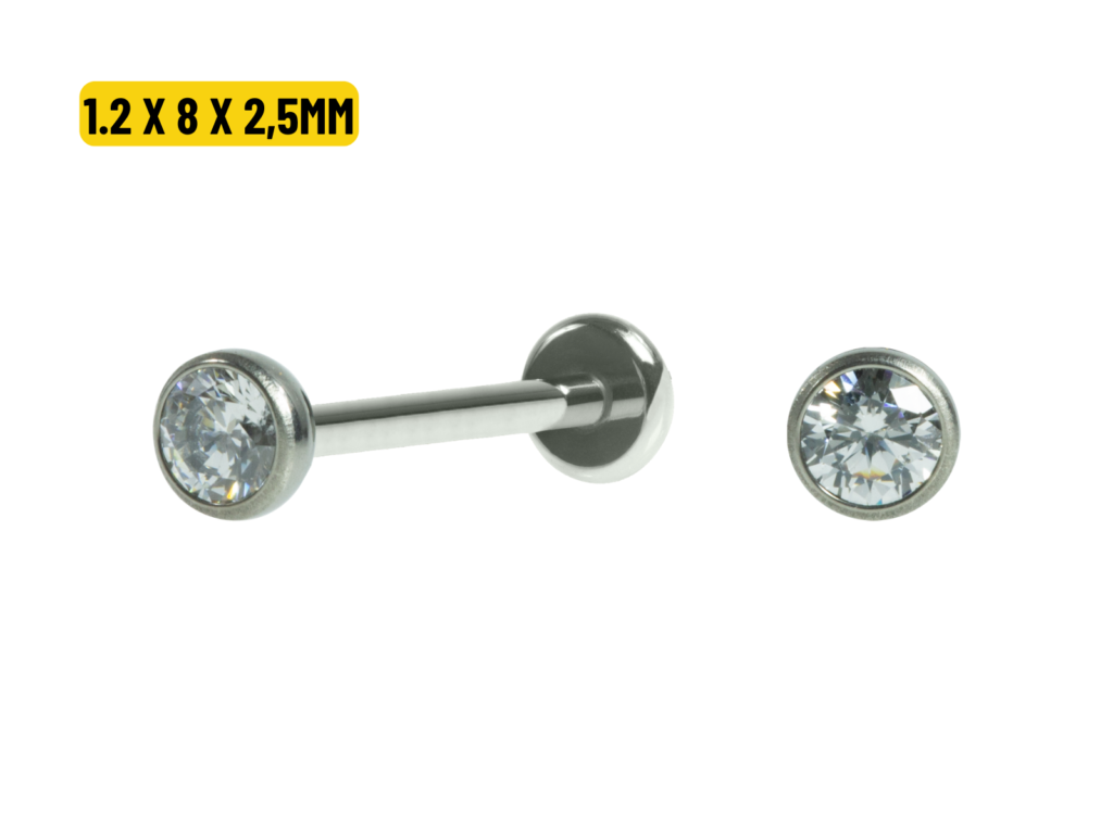 LABRET TITÂNIO PONTO DE LUZ PUSH PIN - 1.2 X 8 X 2.5MM