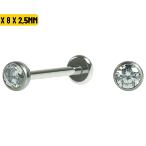 LABRET TITÂNIO PONTO DE LUZ PUSH PIN - 1.2 X 8 X 2.5MM