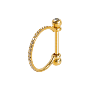 SEMI ARGOLA C/ BARRA TITÂNIO PVD R/I CRAVEJADA - 12MM