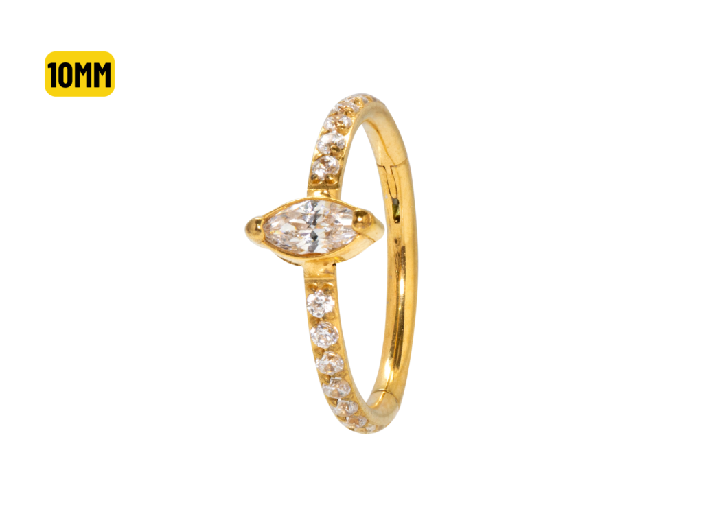 SEGMENTO CLICKER AÇO PVD GOLD CRAVEJADO PONTO DE LUZ - 10MM