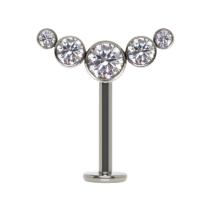 LABRET INVERTIDO TITÂNIO R/I CLUSTER 5 PEDRAS