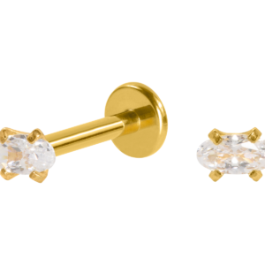LABRET AÇO PVD GOLD R/I C/ ZIRCÔNIA OVAL - 1.2 X 8 X 2.5/4MM