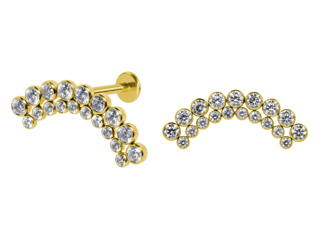 LABRET TITÂNIO PVD R/I CLUSTER M.T