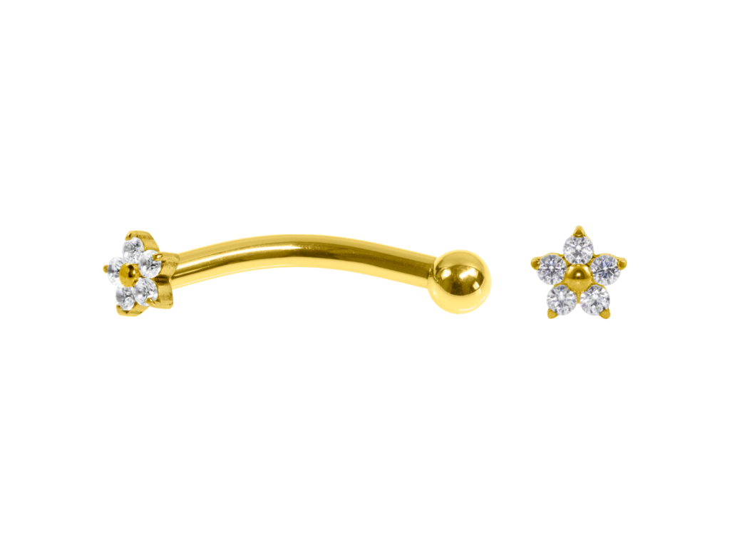 MICRO CURVO TITÂNIO PVD R/I MINI FLOR C/ ZIRCÔNIA -1.2 X 8MM