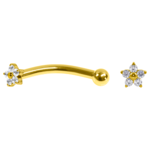 MICRO CURVO TITÂNIO PVD R/I MINI FLOR C/ ZIRCÔNIA -1.2 X 8MM