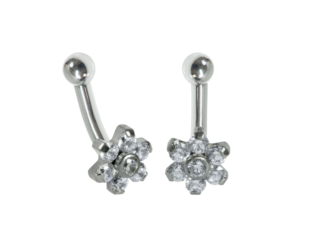 MICRO CURVO TITÂNIO R/I FLOR C/ ZIRCÔNIA - 1.2 X 8MM