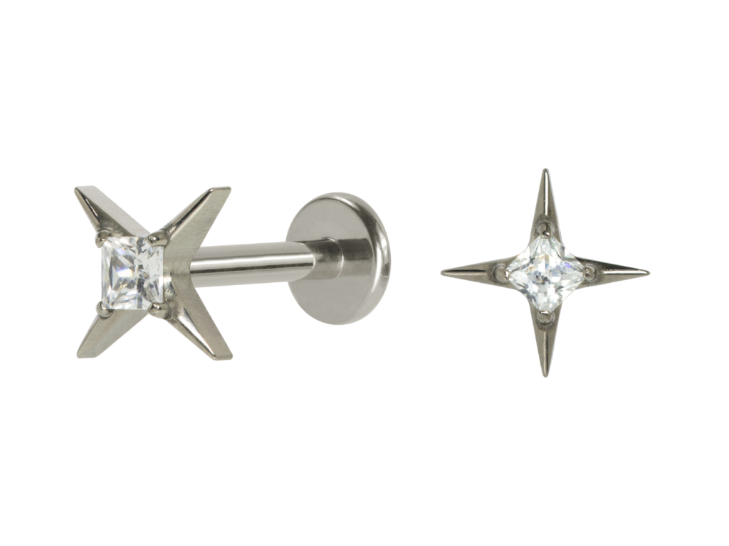 LABRET TITÂNIO R/I ESTRELA C/ ZIRCÔNIA