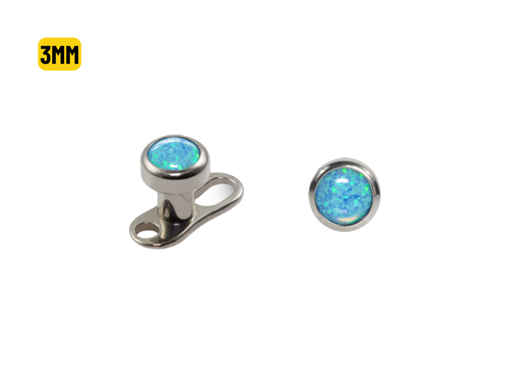 MICRODERMAL TITÂNIO C/ OPALA AZUL CLARO - 3MM