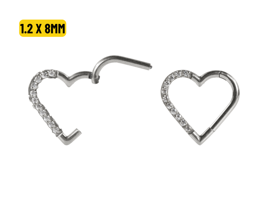 HEART AÇO CLICKER CRAVEJADO 1.2 X 8MM - LADO DIREITO