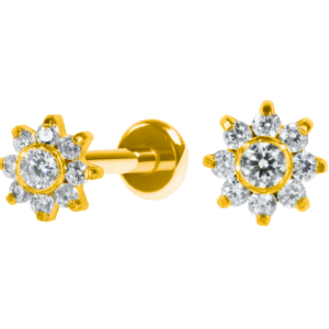 LABRET AÇO R/I FLOR C/ ZIRCÔNIA - PVD GOLD