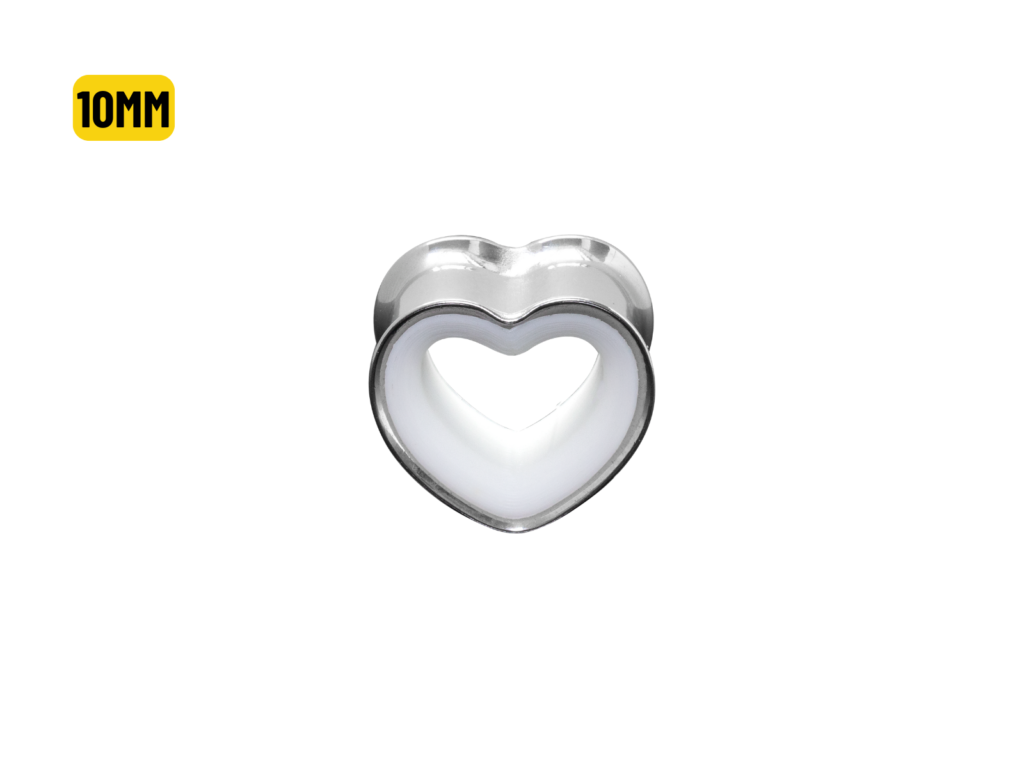 ALARGADOR PLUG CORAÇÃO AÇO / F: BRANCO - 10MM
