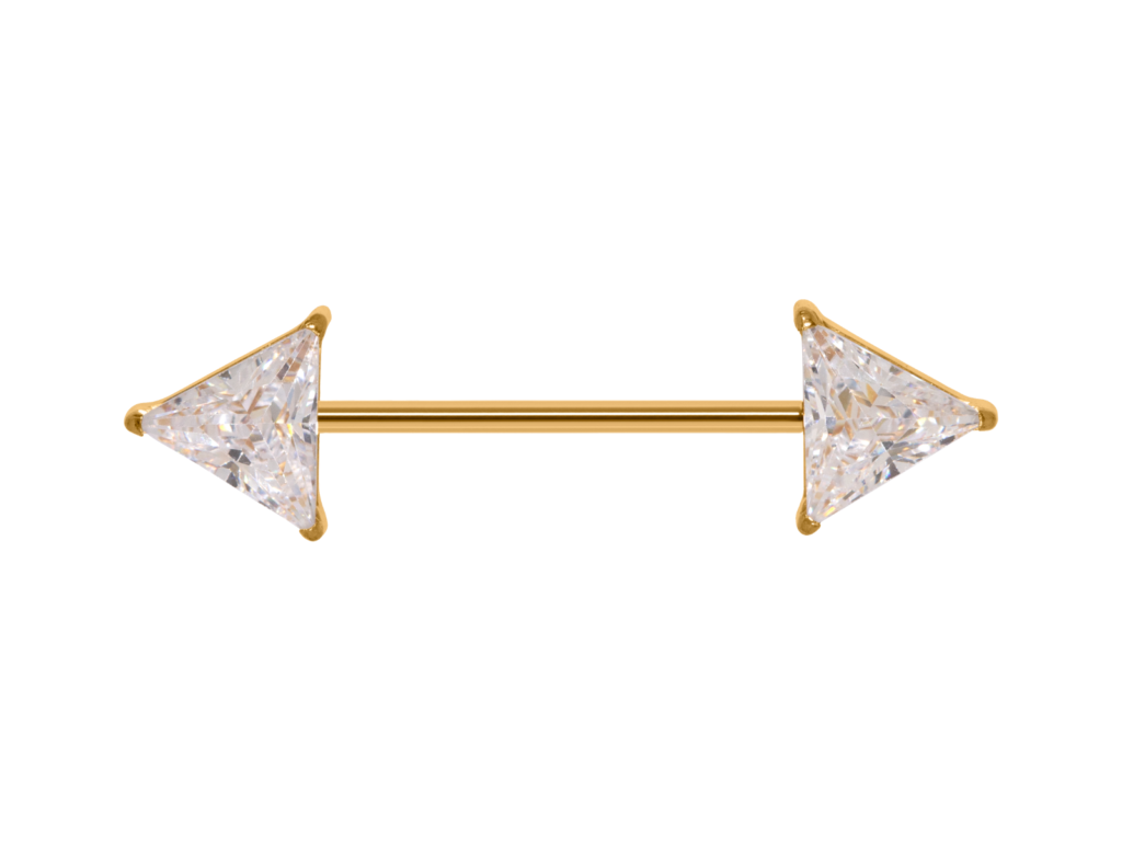 MAMILO TITÂNIO PVD R/I TRIÂNGULO C/ ZIRCÔNIA - 1.2 X 16MM
