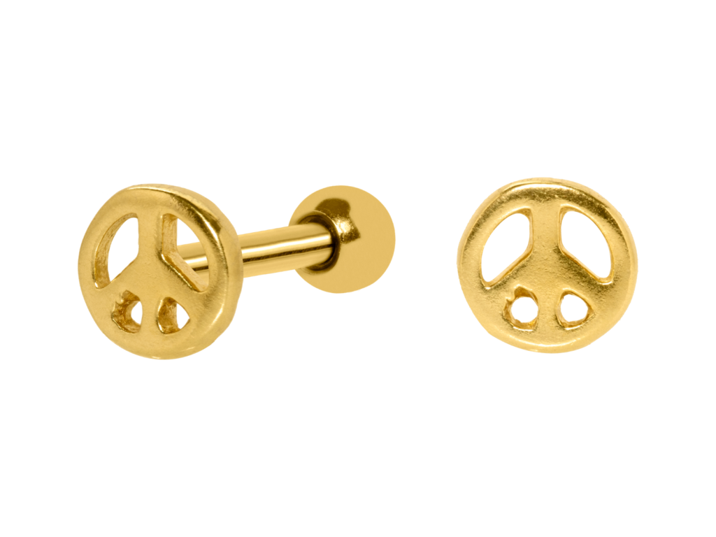 MICRO RETO SÍMBOLO DA PAZ C81 - BANHADO A OURO