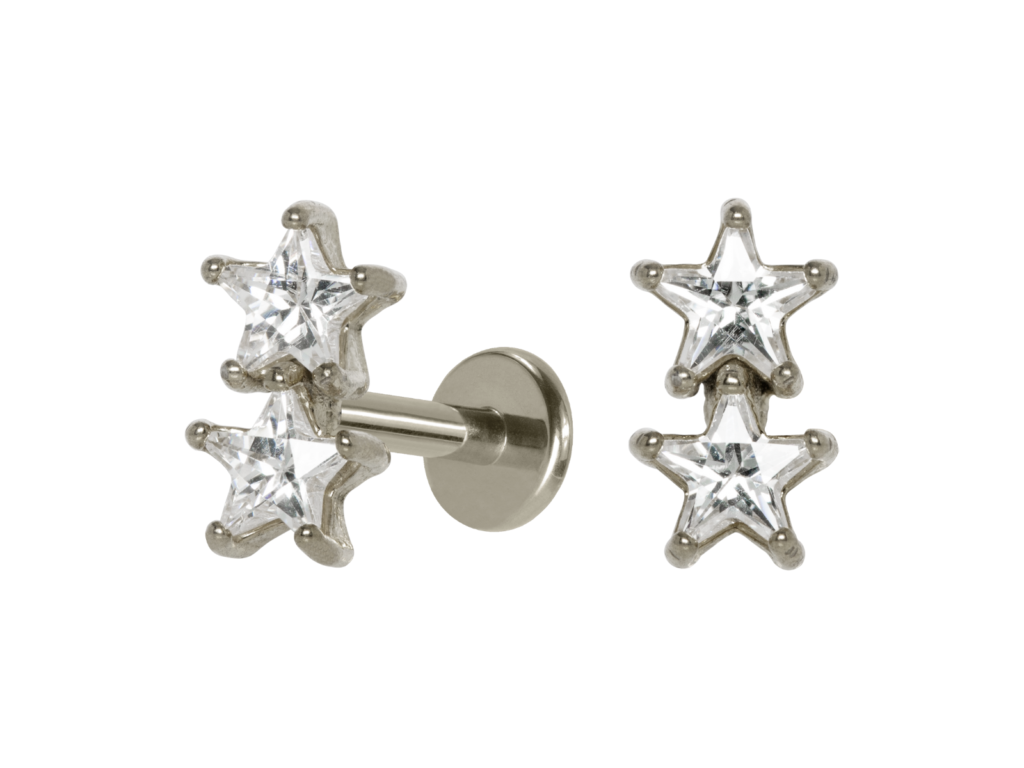 LABRET AÇO R/I 2 ESTRELAS C/ ZIRCÔNIA