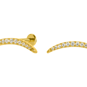 LABRET AÇO R/I CLUSTER CURVADO C/ ZIRCÔNIA - PVD GOLD