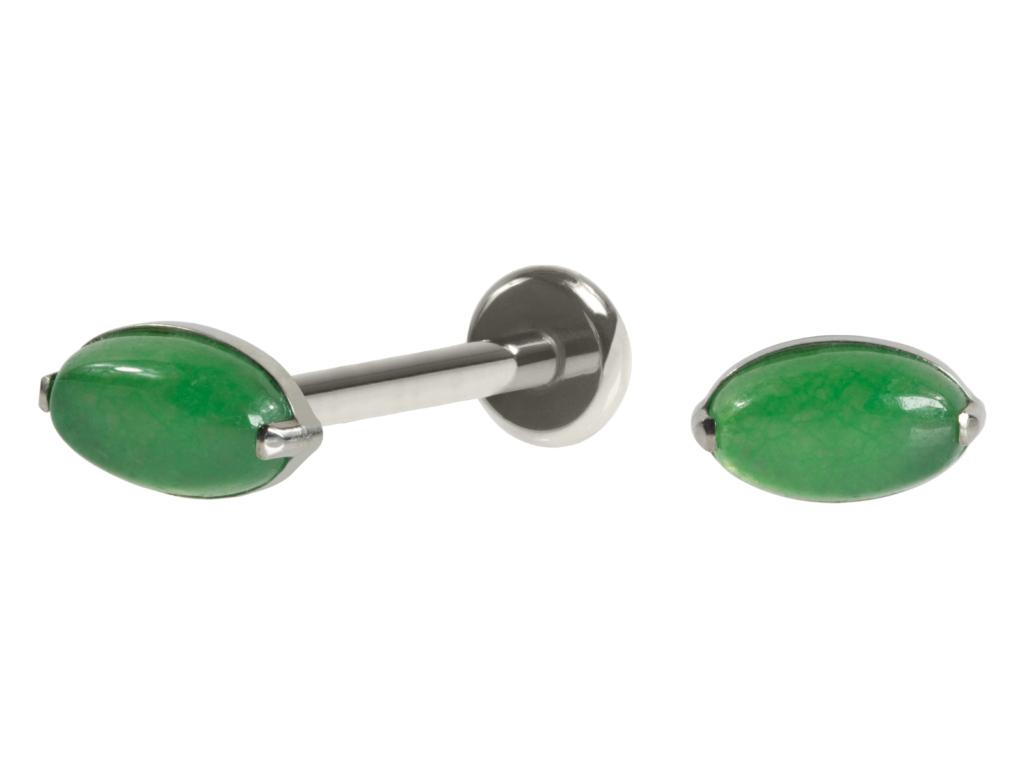 LABRET TITÂNIO R/I OVAL C/ JADE DA MALÁSIA