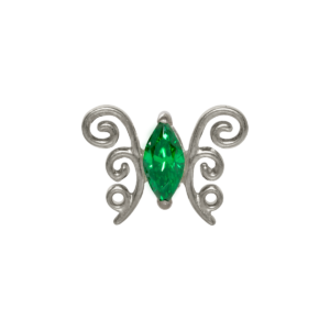 TOPO TITÂNIO 0.9 (1.2MM) - BORBOLETA C/ ZIRCÔNIA VERDE