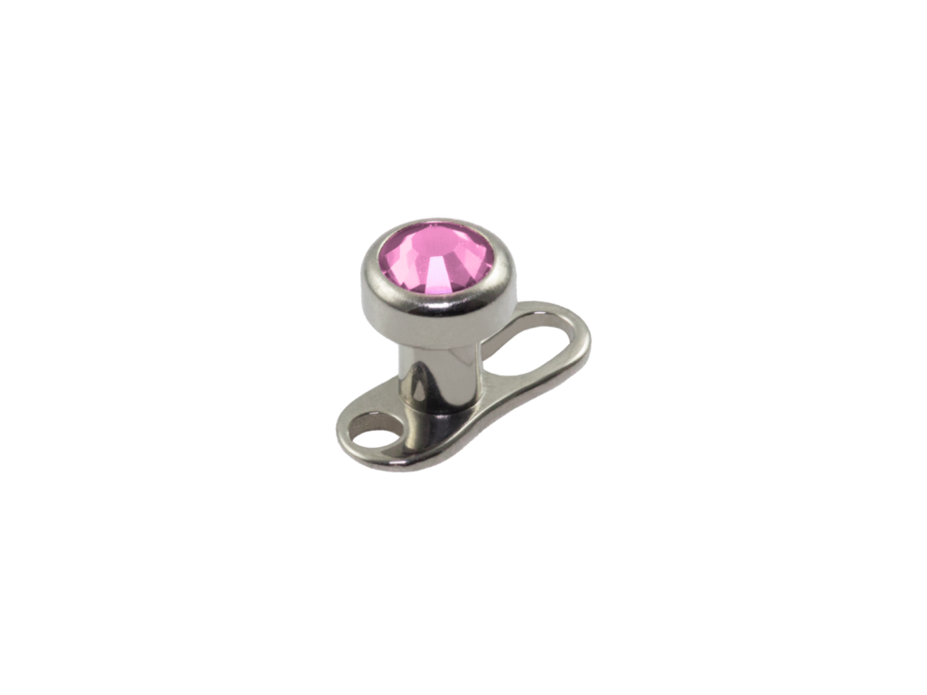 MICRODERMAL TITÂNIO C/ STRASS - ROSA CLARO - 4MM