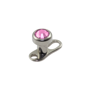MICRODERMAL TITÂNIO C/ STRASS - ROSA CLARO - 4MM