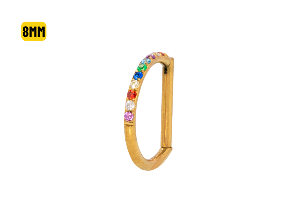 SEGMENTO CLICKER TITANIO PVD GOLD OPEN D MULTI COLOR - 8MM