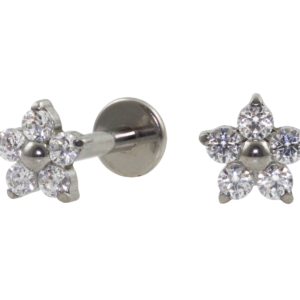 LABRET TITÂNIO R/I FLOR C/ ZIRCÔNIA MINI