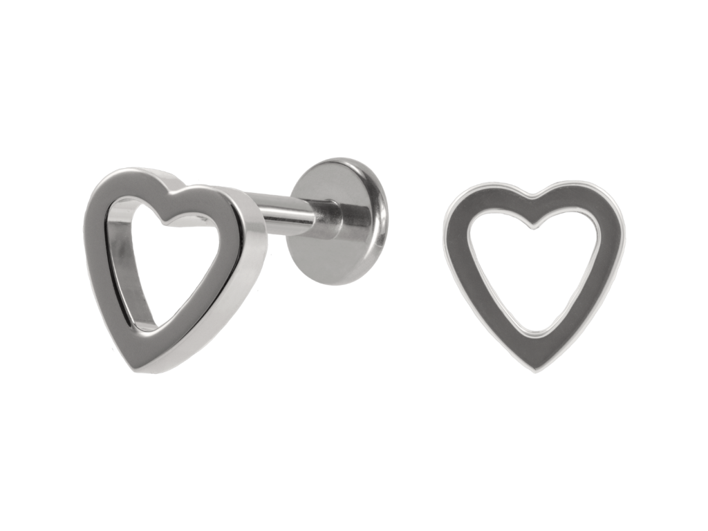 LABRET TITÂNIO R/I CORAÇÃO VAZADO MOD2