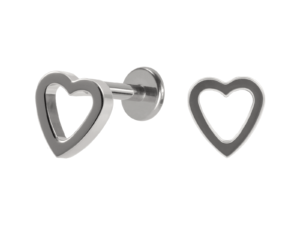 LABRET TITÂNIO R/I CORAÇÃO VAZADO MOD2