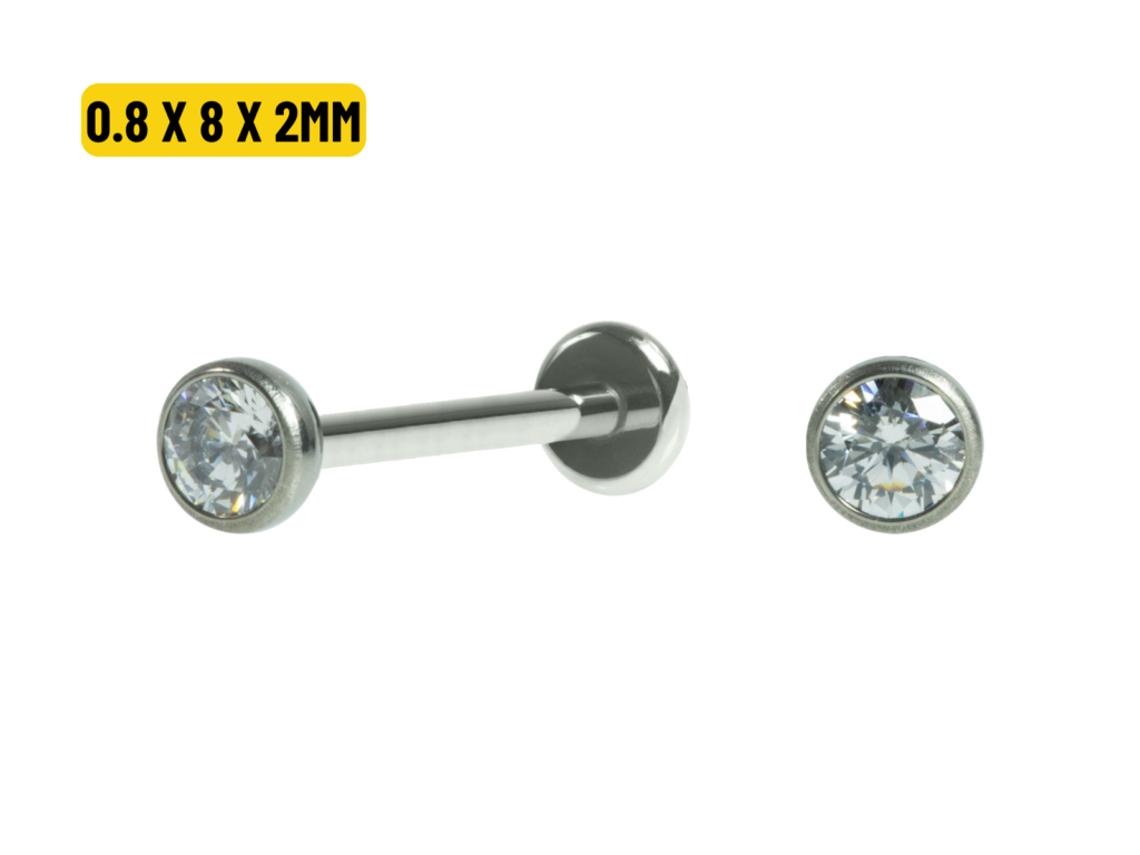 LABRET TITÂNIO PONTO DE LUZ PUSH PIN - 0.8 x 8 X 2MM