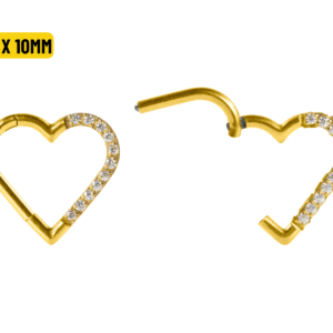HEART AÇO PVD CLICKER CRAVEJADO 1.2 X 10MM - LADO ESQUERDO