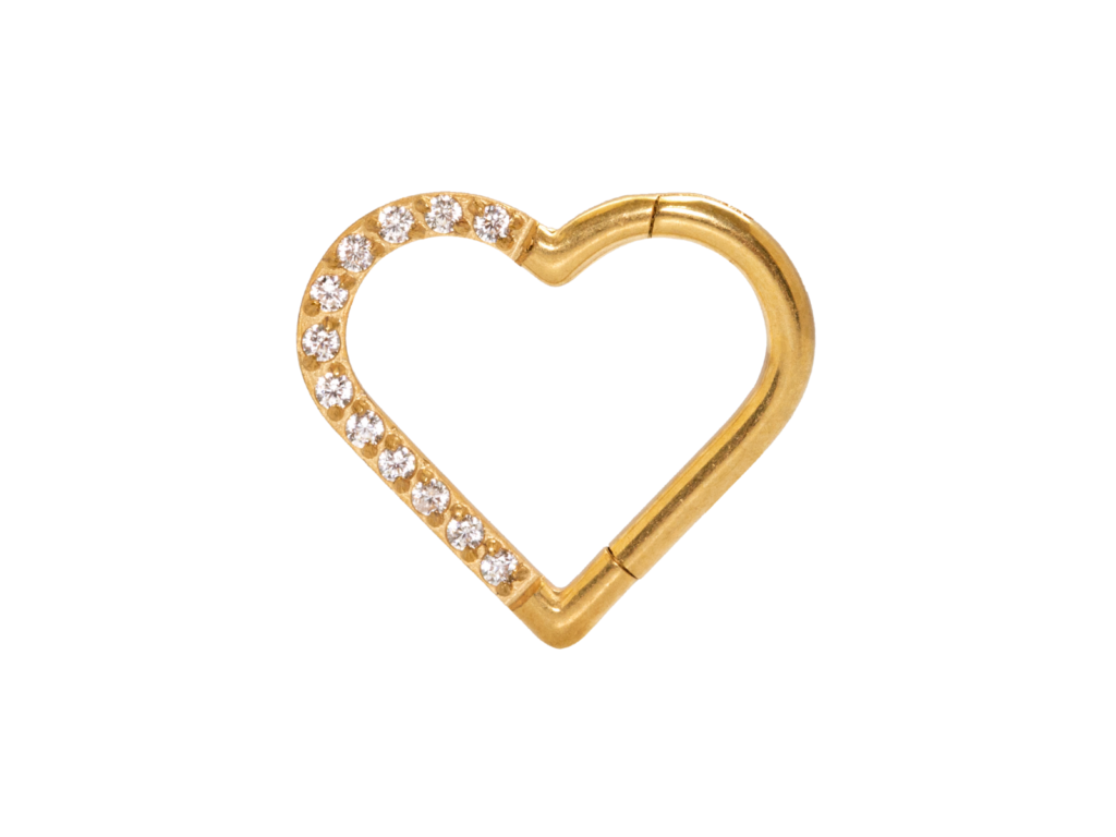HEART TITÂNIO PVD CLICKER CRAVEJADO 1.2 X 10MM - LADO DIREITO