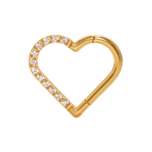 HEART TITÂNIO PVD CLICKER CRAVEJADO 1.2 X 10MM - LADO DIREITO