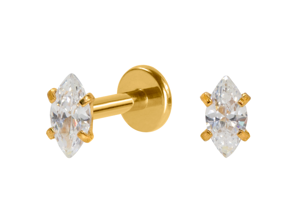 LABRET AÇO PVD R/I PONTO DE LUZ NAVETE - 3MM