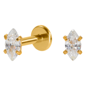 LABRET AÇO PVD R/I PONTO DE LUZ NAVETE - 3MM