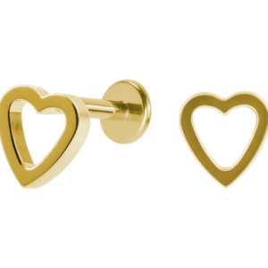 LABRET TITÂNIO PVD GOLD R/I CORAÇÃO VAZADO MOD2
