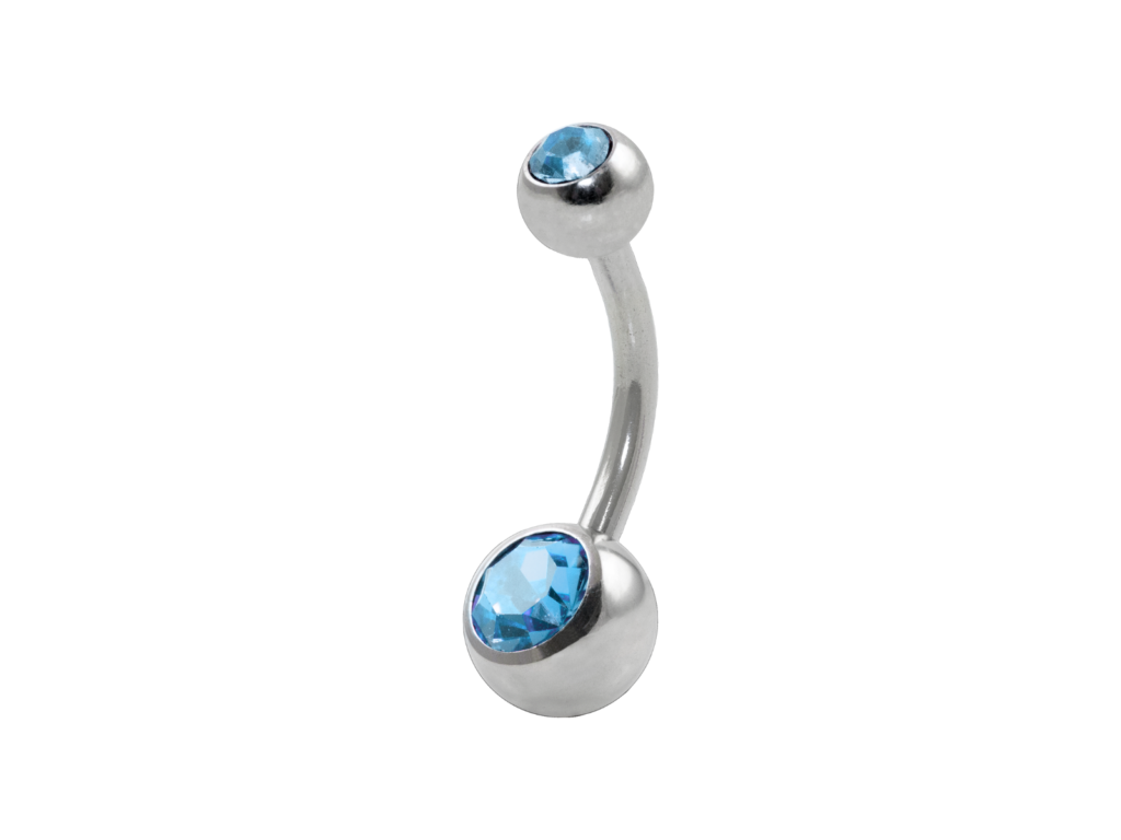 BANANA BELL AÇO C/ STRASS 2 PEDRAS AZUL CLARO - G