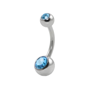 BANANA BELL AÇO C/ STRASS 2 PEDRAS AZUL CLARO - G