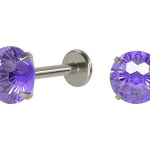 LABRET TITÂNIO R/I C/ ZIRCÔNIA LILÁS - 1.2 X 8 X 6MM