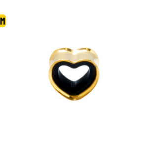 ALARGADOR PLUG CORAÇÃO AÇO PVD GOLD / F: BLACK - 8MM