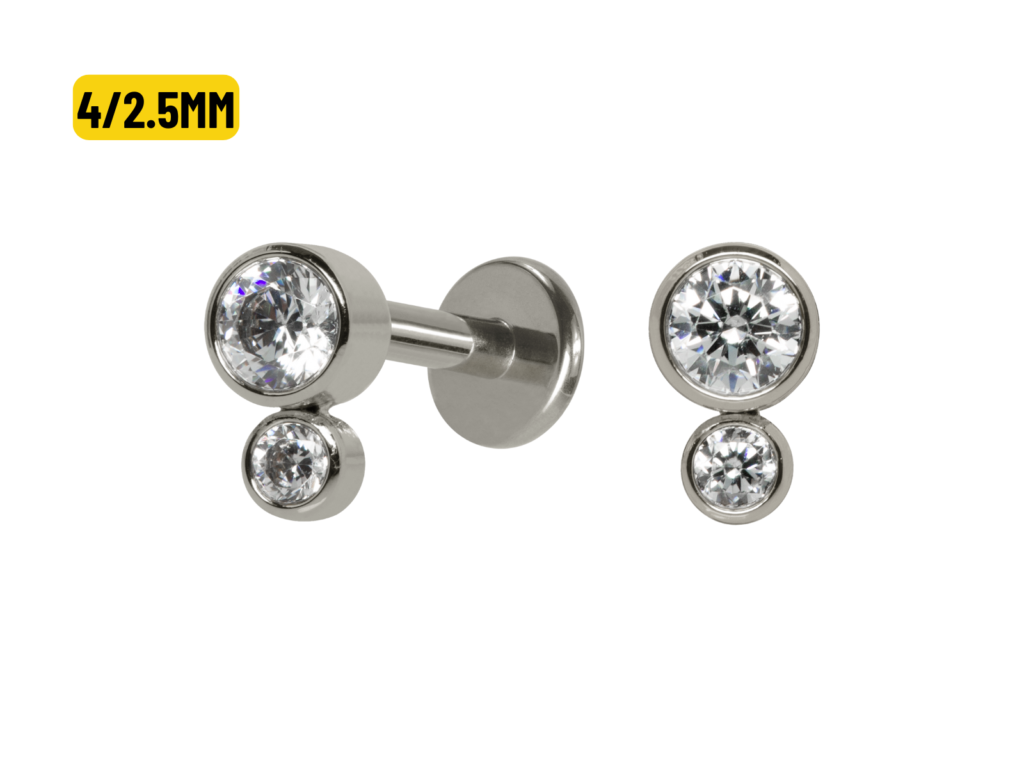 LABRET TITÂNIO R/I 2 PEDRAS - 4/2.5MM