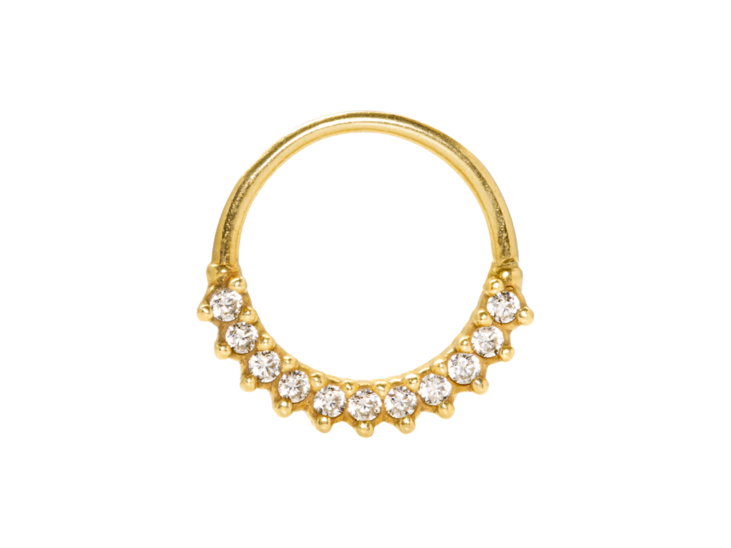 NOSTRIL ARGOLA PRATA FRONTAL CRAVEJADA CA12 - BANHADO A OURO