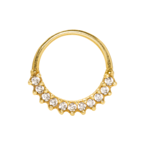 NOSTRIL ARGOLA PRATA FRONTAL CRAVEJADA CA12 - BANHADO A OURO