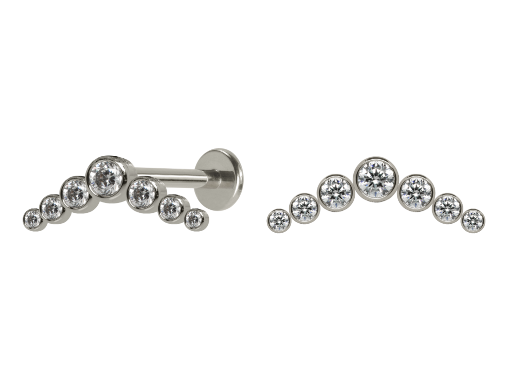 LABRET AÇO R/I CLUSTER 7 PEDRAS